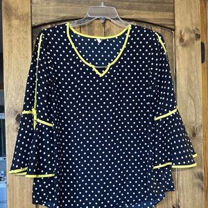 Cato Black and Yellow Polka Dot Blouse